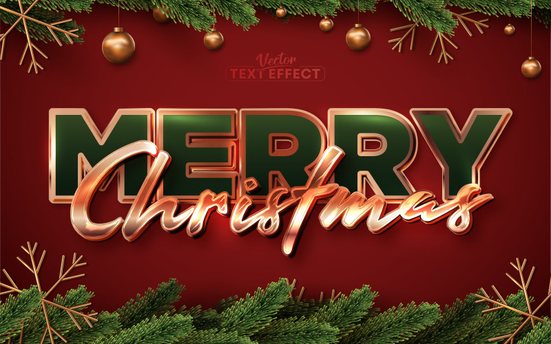 God jul - guldstil redigerbar texteffekt, teckensnittsstil, grafikillustration