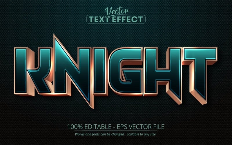 Knight - Эффект редактируемого текста в стиле розового золота, стиль шрифта, графическая иллюстрация