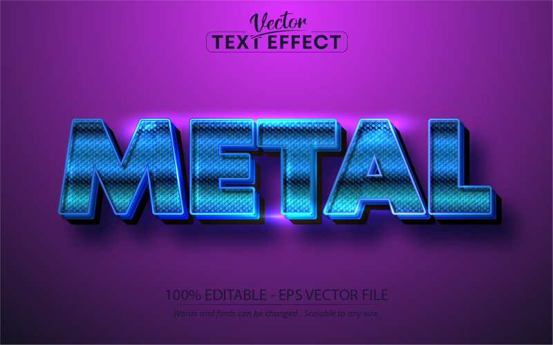 Kov - modrá barva upravitelný textový efekt, styl písma, grafická ilustrace