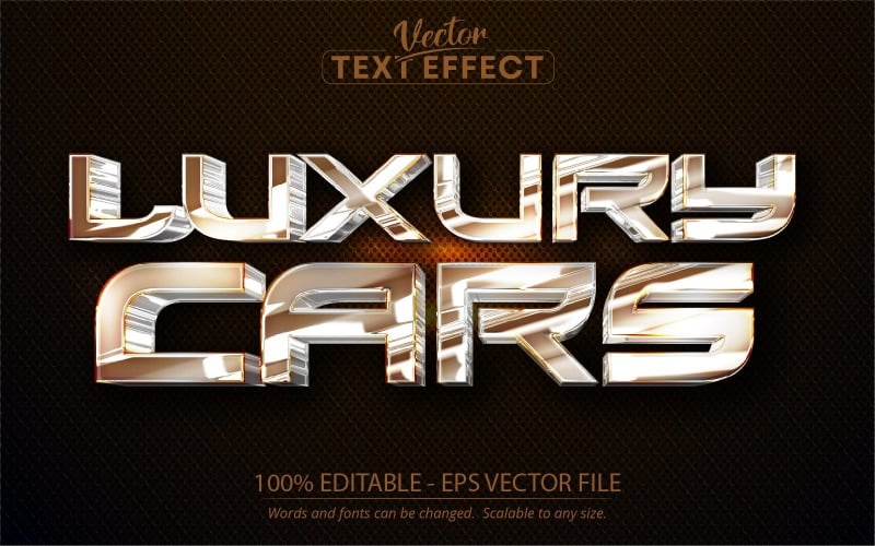 Luxury Cars - Silver Style Editable Text Effect, Font Style, Graphics Illustration