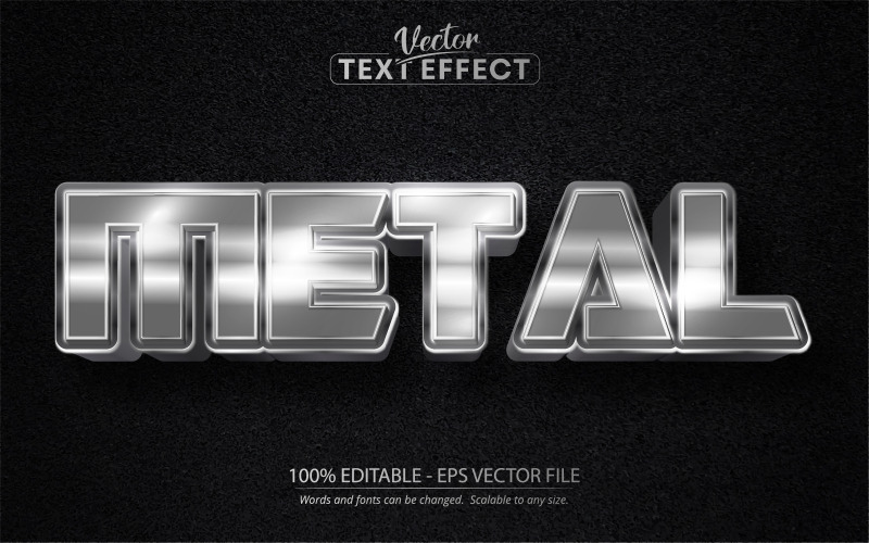 Metall - Silver Style redigerbar texteffekt, teckensnittsstil, grafikillustration