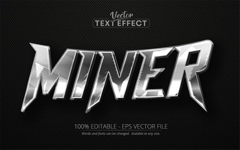 Minatore - Effetto testo modificabile, stile carattere, illustrazione grafica