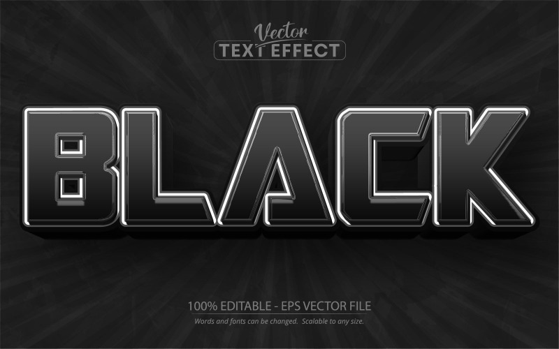 Preto - Efeito de texto editável de estilo escuro, estilo de fonte, ilustração gráfica