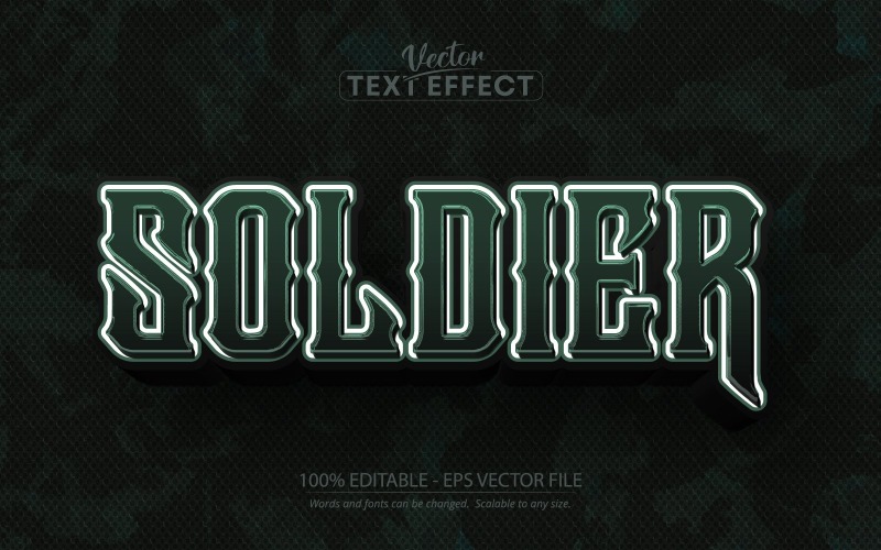 Soldado - efeito de texto editável, estilo de fonte, ilustração gráfica