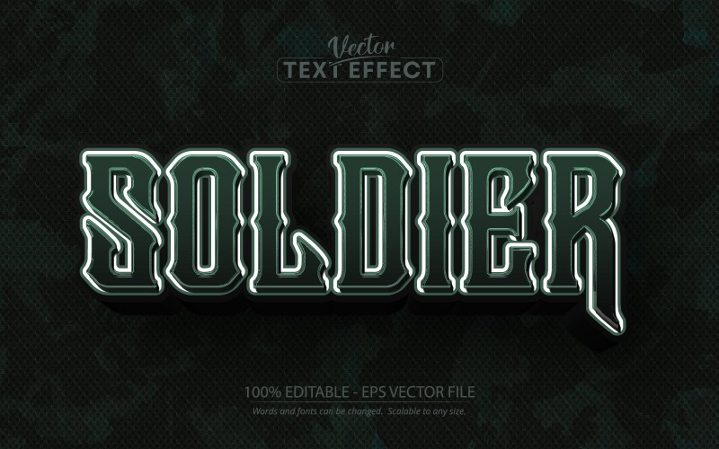Солдат - редактируемый текстовый эффект, стиль шрифта, графическая иллюстрация