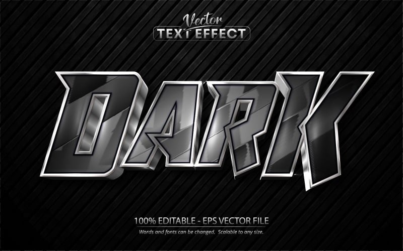 Sombre - Effet de texte modifiable de style argenté, style de police, illustration graphique