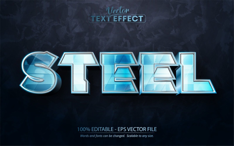 Steel - Blue Metallic Editable Text Effect, Font Style, Graphics Illustration