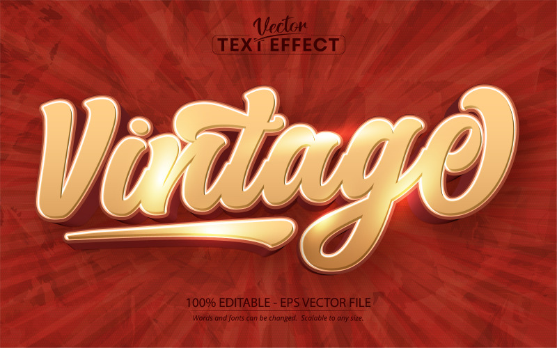 Vintage - Effetto testo modificabile in stile anni '80, stile carattere, illustrazione grafica