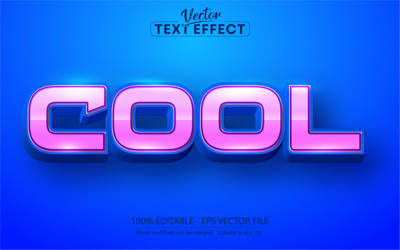 Cool - bewerkbaar teksteffect, lettertype, grafische illustratie