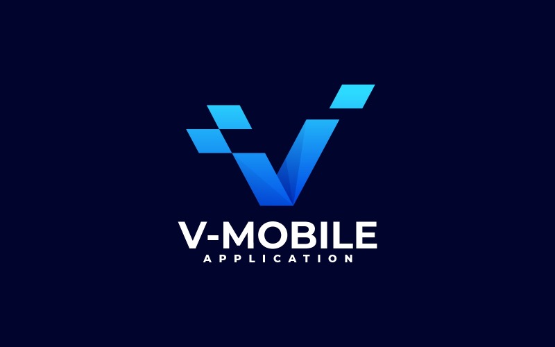 Logo de dégradé mobile lettre V