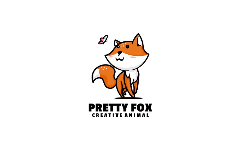 Pretty Fox tecknad logotyp stil
