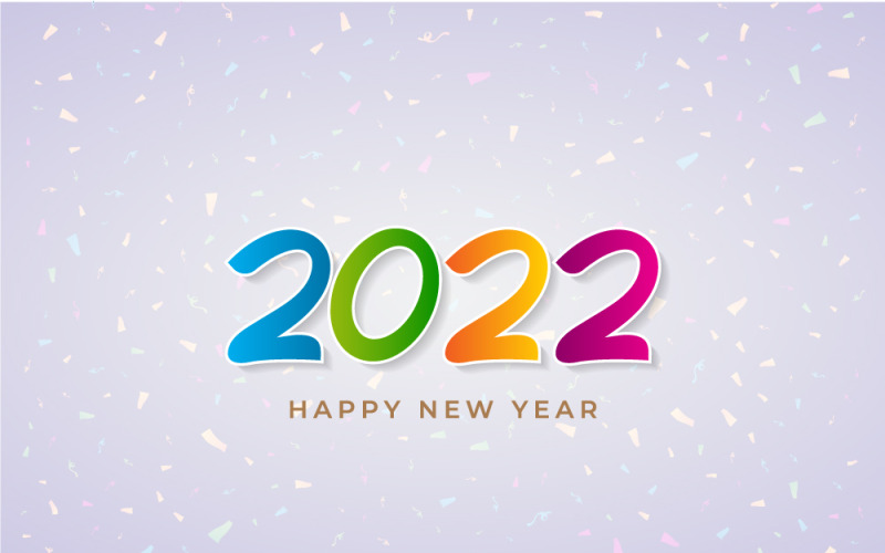 Színes boldog új évet 2022 betűkkel fehér alapon - Banner Design