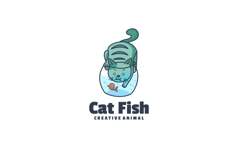 Estilo do logotipo dos desenhos animados do peixe gato