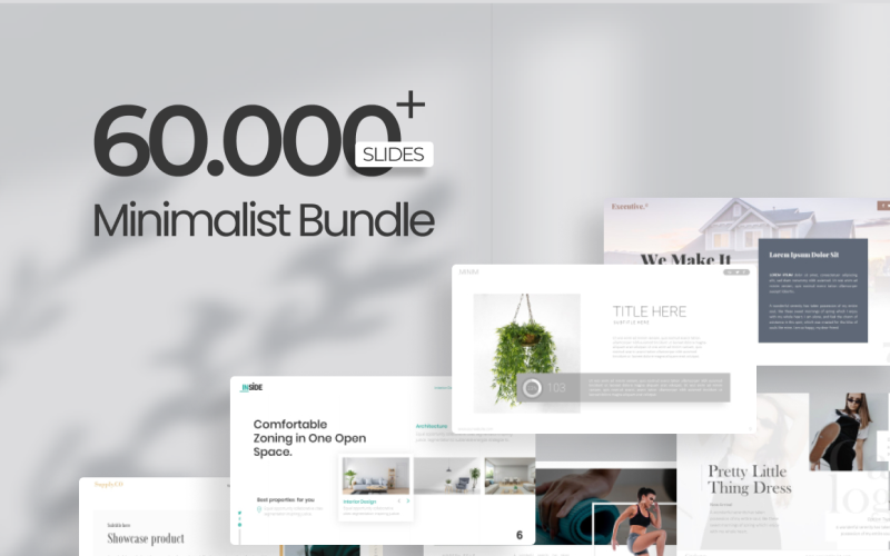 60.000+ Modelli Di PowerPoint Bundle Minimalista