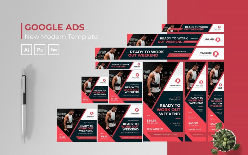 Plantilla de anuncios de Google para gimnasio de entrenamiento