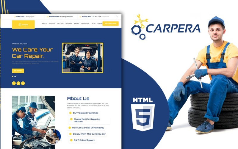 Шаблон цільової сторінки гаража Carpera Car Repair