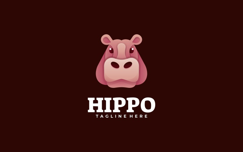 Stile del logo sfumato ippopotamo