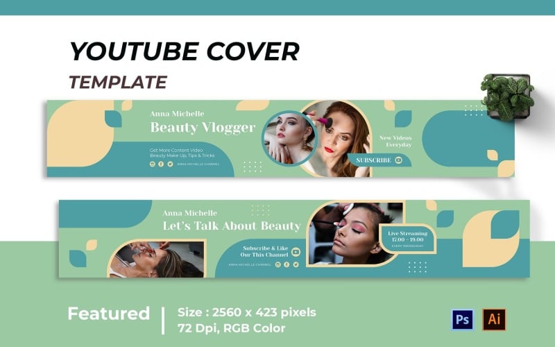 Beauty Vlogger Youtube Cover #217955 - TemplateMonster