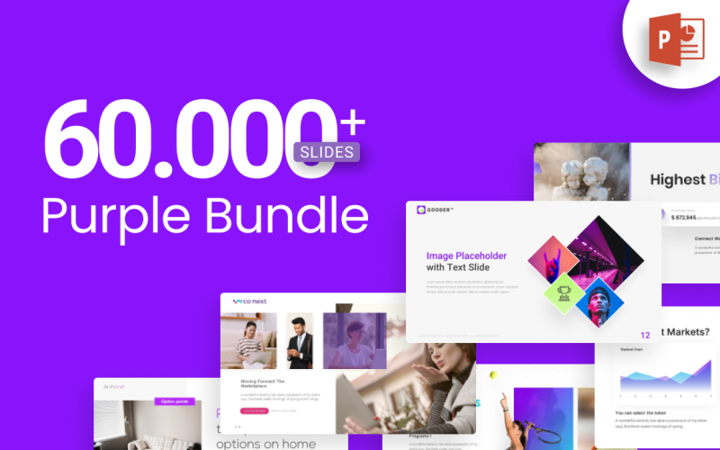60.000+ Purple Bundle PowerPoint Template
