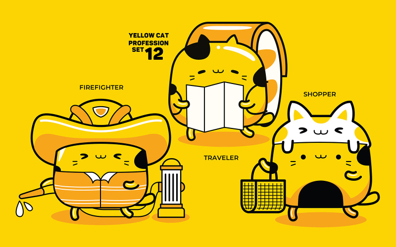 Conjunto de profissão do gato amarelo # 12