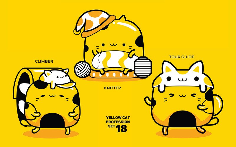 Conjunto de profissões gato amarelo # 18