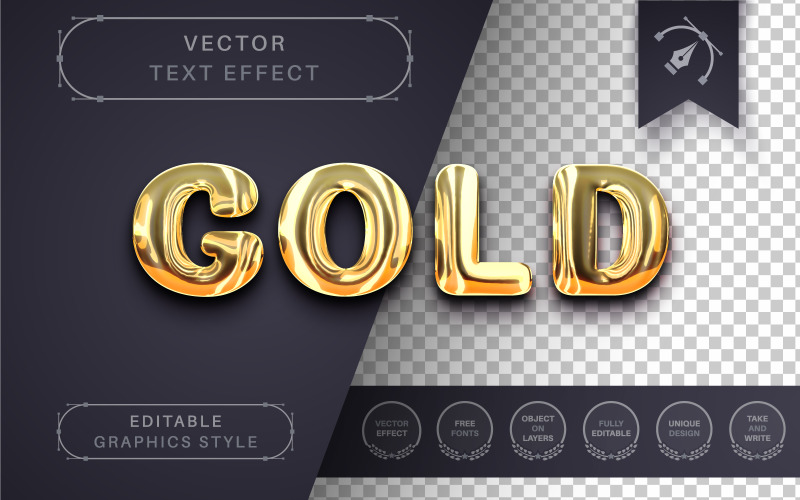 Gold Dark - redigerbar texteffekt, teckensnitt, grafikillustration