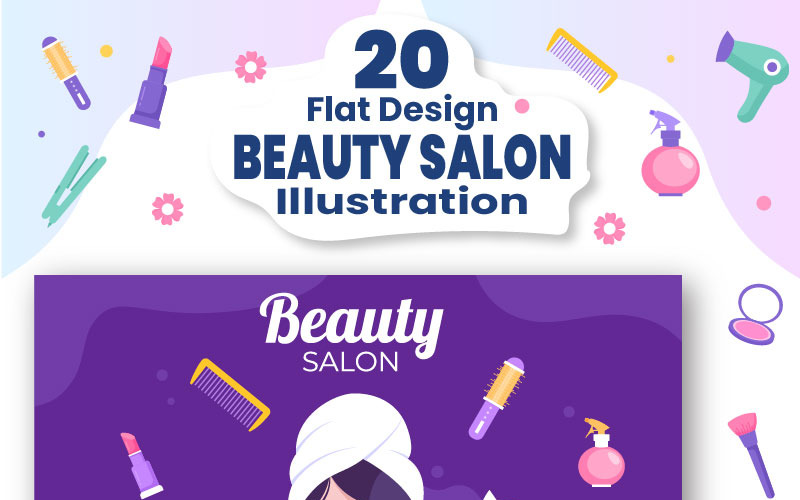 20 Illustration de conception plate de salon de beauté
