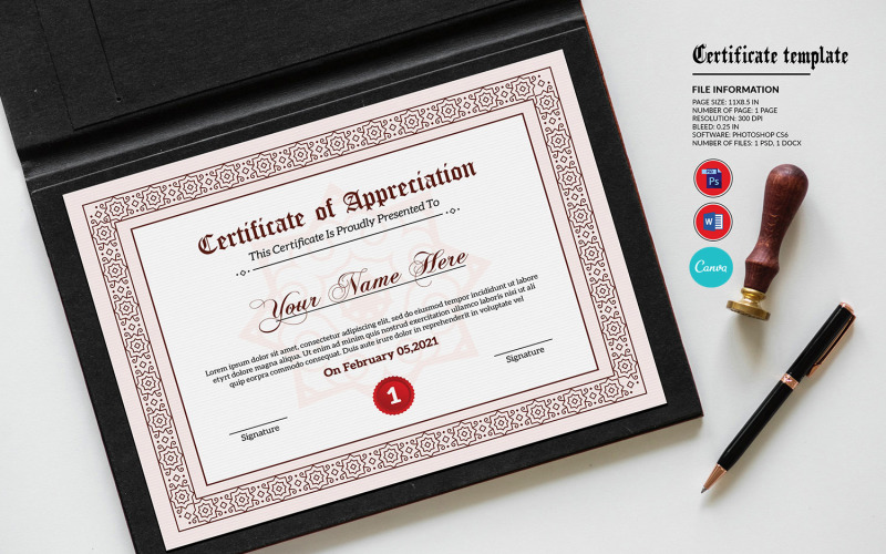Plantilla de certificado de carta de agradecimiento