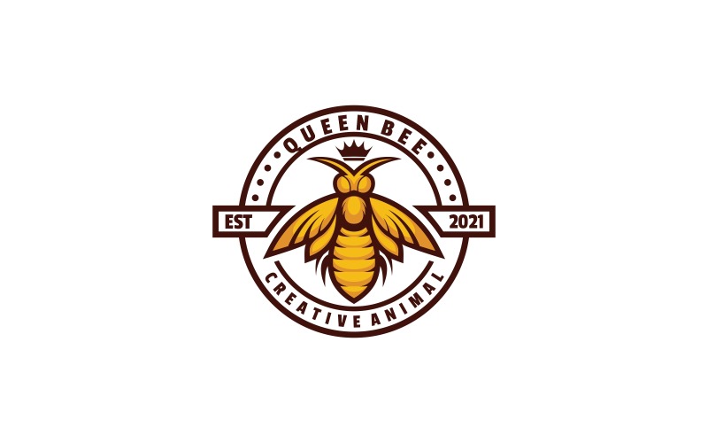 Bienenkönigin im Vintage-Logo-Stil