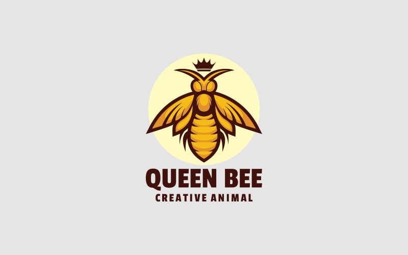 Logotipo simples da mascote da abelha rainha