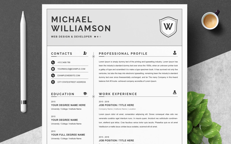 Michael / Resume Template #218151 - TemplateMonster