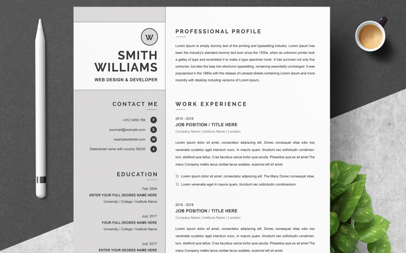 Шаблон професійного резюме Smith