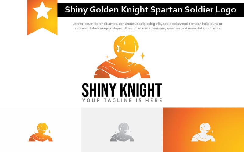 Shiny Golden Knight Spartan Soldier Warrior Armor Mascot Logo
