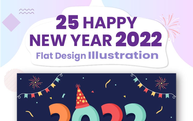 25 Šťastný nový rok 2022 šablona ilustrace