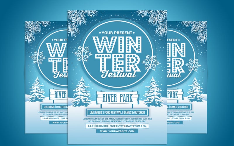 Winter Festival Flyer Poster Template - TemplateMonster