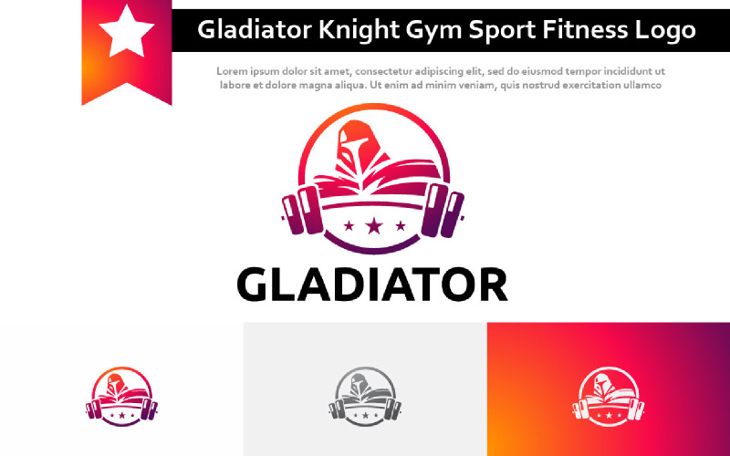 Forte Gladiatore Cavaliere Guerriero Spartano Palestra Sport Fitness Logo