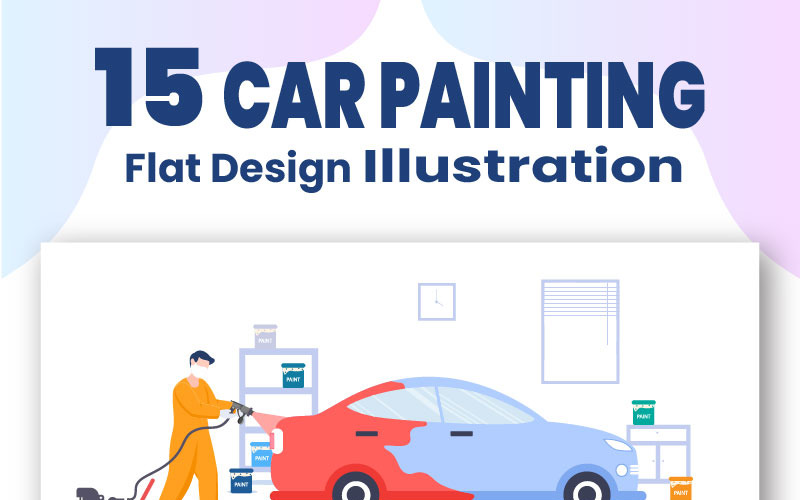 15 Máquina de pintura de automóviles con ilustración de pistola pulverizadora