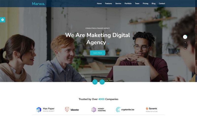 Marwa - односторінковий HTML-шаблон цифрового агентства