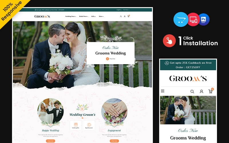 Novios - Ropa de boda, Ropa, Accesorios Tema OpenCart