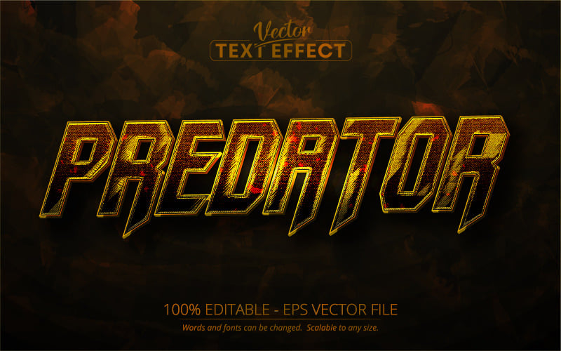 Predator - 金属风格、可编辑文本效果、字体样式、图形插图