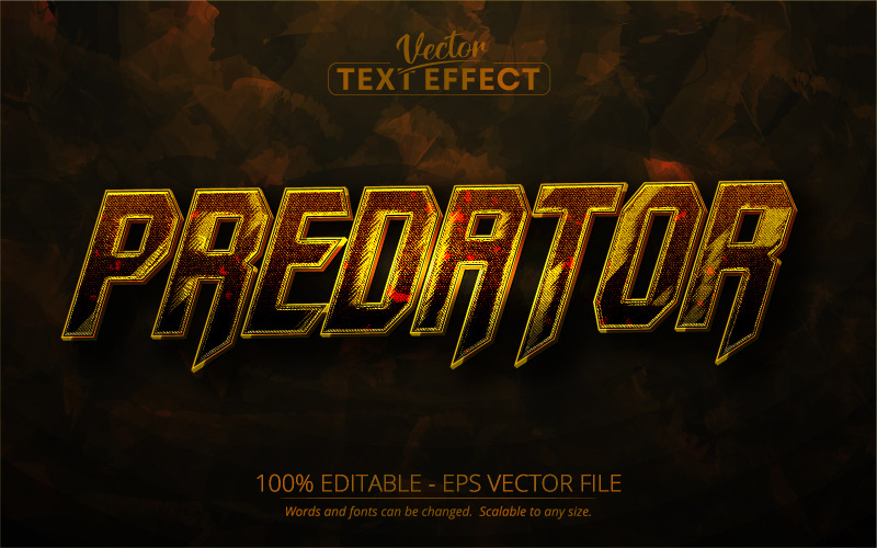 Predator - Stile metallico, Effetto testo modificabile, Stile carattere, Illustrazione grafica