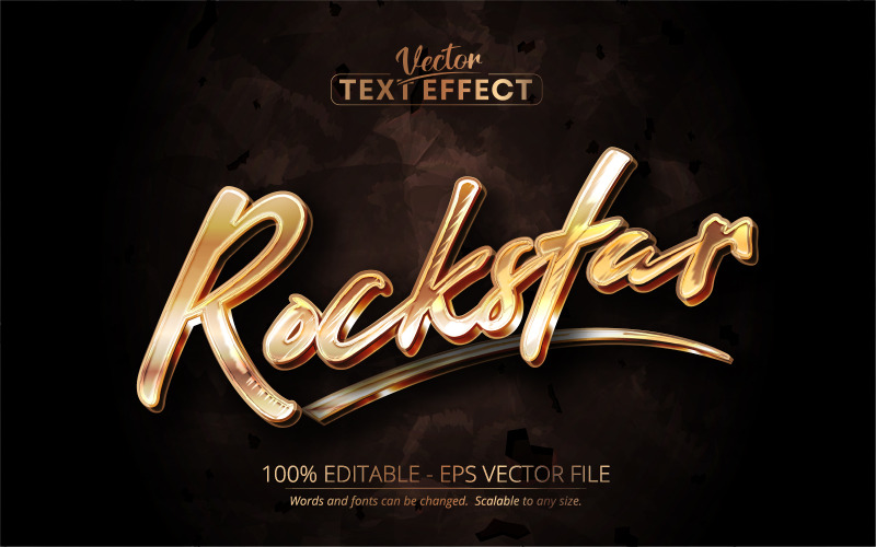 Rockstar - золотой стиль, редактируемый текстовый эффект, стиль шрифта, графическая иллюстрация
