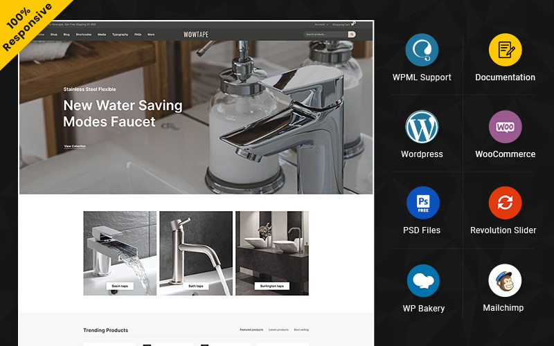 Wowtape - Tema multifuncional de WooCommerce responsivo