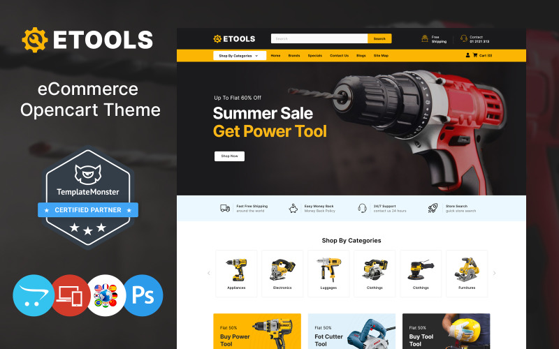 Etools - 工具商店，电动和手动工具 OpenCart 主题