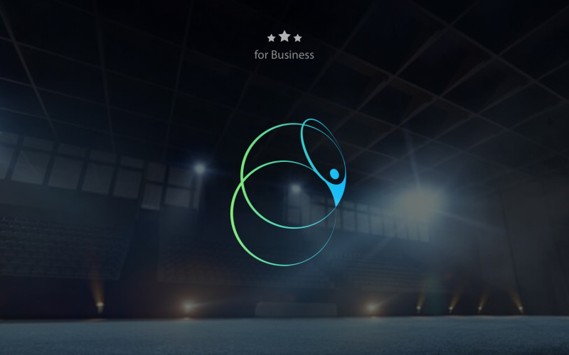 Logo astratto di ginnastica ritmica. Simbolo della persona flessibile per lo stretching