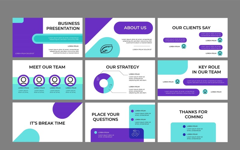 9 Slider Company Investment Presentation and Pitch Deck Vector Design