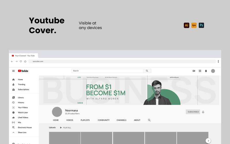 Business Tutor Minimal Youtube Cover Vorlage Social Media