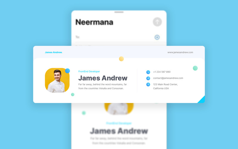 电子邮件签名模板 - 干净的设计 UI 元素