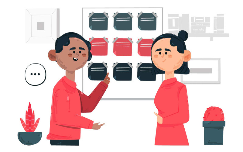 Ilustración del concepto de tablero de Scrum
