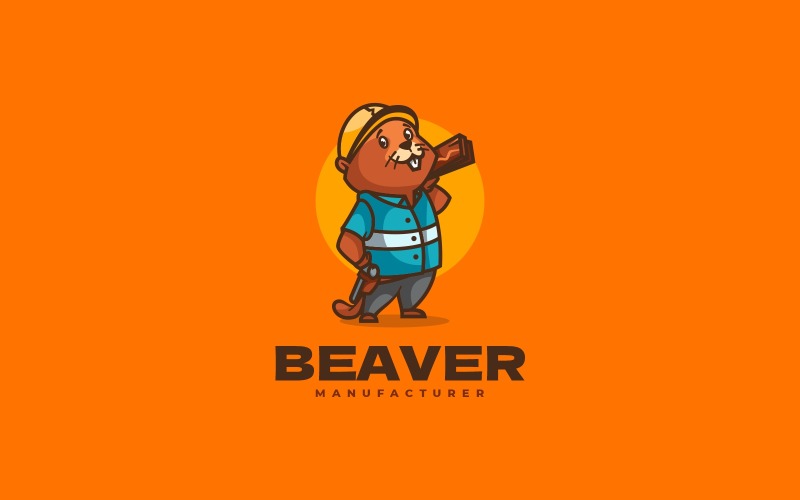 Bobr Kreslený Styl Logo